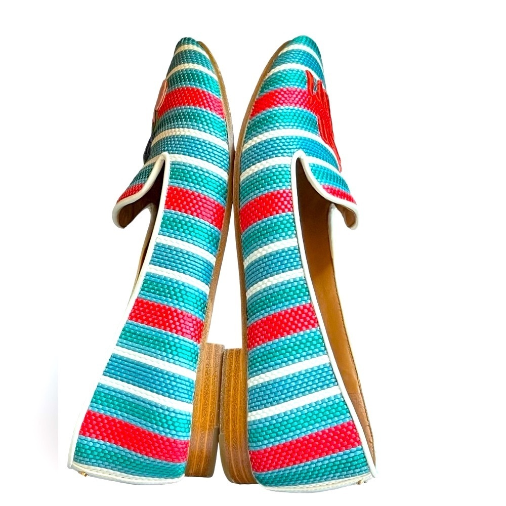 kate spade loafers flats women’s 9B ‘mon cheri’ raffia cherries striped . - Picture 14 of 14